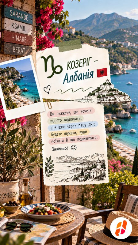 Козеріг — Албанія. Ви скажете, що хочете просто відпочити, але вже через пару днів будете шукати, куди поїхати й що подивитися. Знайомо?