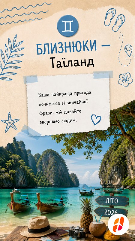 Близнюки — Таїланд. Ваша найкраща пригода почнеться зі звичайної фрази: «А давайте звернемо сюди».